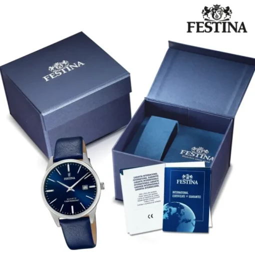 Festina Herren Armbanduhr Klassik F20512/3 Analog Leder blau UF20512/3