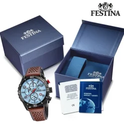 Festina Herren Armbanduhr Chronograph F20519/1 Analog Leder braun UF20519/1