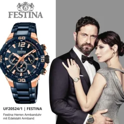 Festina Herren Armbanduhr Chrono Bike F20524/1 Edelstahl dunkelblau UF20524/1