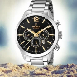 Festina Herren Armbanduhr Time Chronograph F20343/4 Edelstahl silber UF20343/4