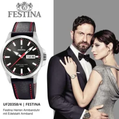 Festina Herren Armbanduhr Klassik F20358/4 Quarz Leder dunkelbraun UF20358/4