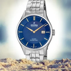 Festina Herren Armbanduhr Swiss Made F20005/3 Quarz Edelstahl silber UF20005/3