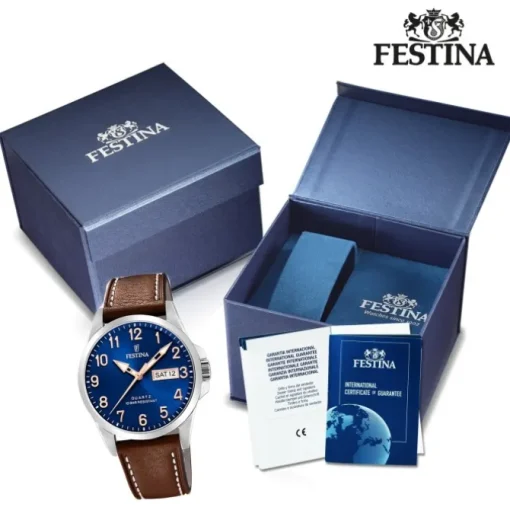 Festina Herren Armbanduhr Klassik F20358/B Quarz Edelstahl braun UF20358/B