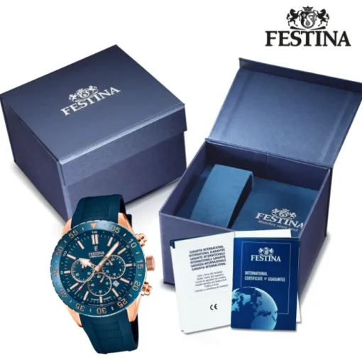 Festina Herren Armbanduhr Keramik F20516/1 Analog Silikon blau UF20516/1