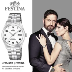 Festina Herren Armbanduhr Klassik F20437/1 Quarz Edelstahl silber UF20437/1
