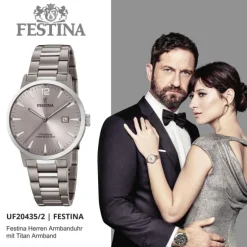 Festina Herren Armbanduhr Klassik F20435/2 Quarz Titan silber UF20435/2