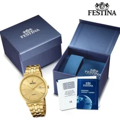 Festina Herren Armbanduhr Klassik F20513/3 Analog Edelstahl gold UF20513/3