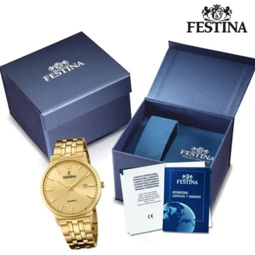 Festina Herren Armbanduhr Klassik F20513/3 Analog Edelstahl gold UF20513/3