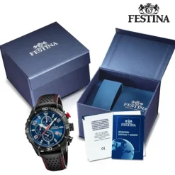 Festina Herren Armbanduhr Chronograph F20519/2 Analog Leder schwarz UF20519/2