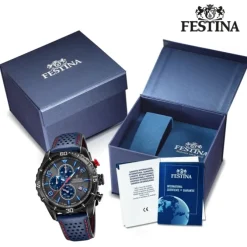 Festina Herren Armbanduhr Chronograph F20519/3 Analog Leder blau UF20519/3