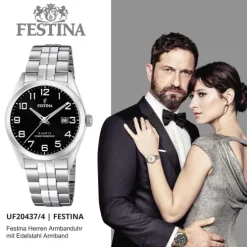 Festina Herren Armbanduhr Klassik F20437/4 Quarz Edelstahl silber UF20437/4