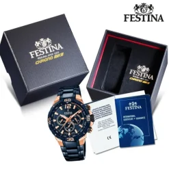 Festina Herren Armbanduhr Chrono Bike F20524/1 Edelstahl dunkelblau UF20524/1