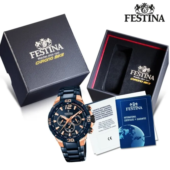 Festina Herren Armbanduhr Chrono Bike F20524/1 Edelstahl dunkelblau UF20524/1
