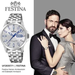 Festina Herren Armbanduhr Klassik F20357/1 Quarz Edelstahl silber UF20357/1