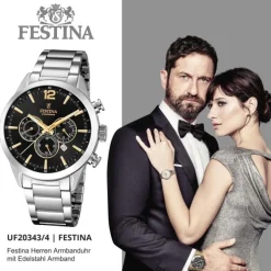 Festina Herren Armbanduhr Time Chronograph F20343/4 Edelstahl silber UF20343/4