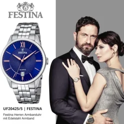 Festina Herren Armbanduhr Klassik F20425/5 Quarz Edelstahl silber UF20425/5