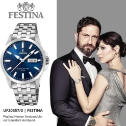 Festina Herren Armbanduhr Klassik F20357/3 Quarz Edelstahl silber UF20357/3