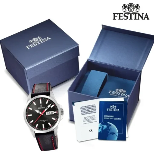 Festina Herren Armbanduhr Klassik F20358/4 Quarz Leder dunkelbraun UF20358/4