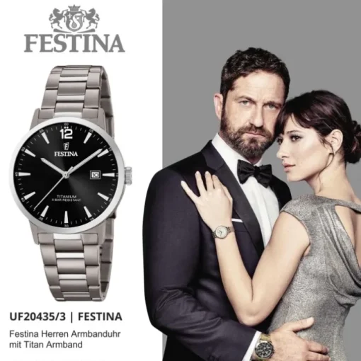Festina Herren Armbanduhr Klassik F20435/3 Quarz Titan silber UF20435/3