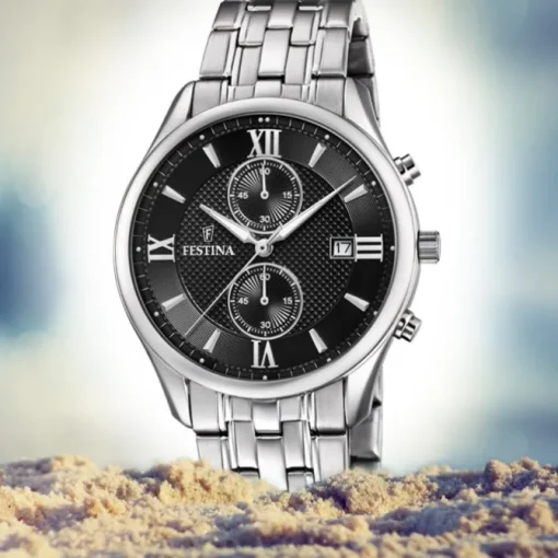 Festina Herren Armbanduhr Retro F6854/8 Quarz Edelstahl silber UF6854/8