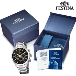 Festina Herren Armbanduhr Time Chronograph F20343/4 Edelstahl silber UF20343/4