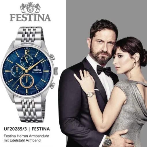 Festina Herren Armbanduhr Analog F20285/3 Quarz Edelstahl silber UF20285/3