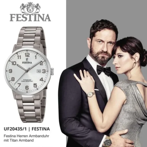 Festina Herren Armbanduhr Klassik F20435/1 Quarz Titan silber UF20435/1