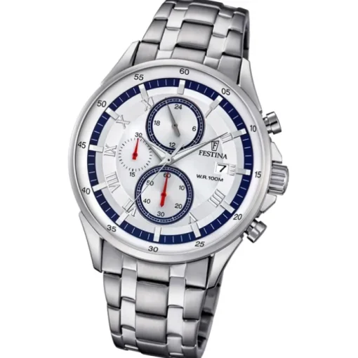 Festina Herren-Armbanduhr Timeless Khrono analog Quarz Edelstahl silber UF6853/1