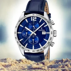 FESTINA Herren-Armbanduhr Sport Chronograph analog Quarz Leder UF16760/3