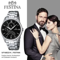 FESTINA Herren-Armbanduhr Retrograde Analog Quarz Edelstahl silber UF16822/4