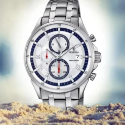 Festina Herren-Armbanduhr Timeless Khrono analog Quarz Edelstahl silber UF6853/1