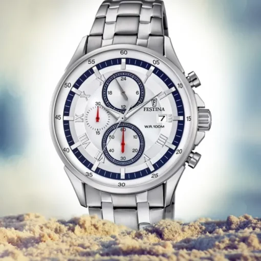 Festina Herren-Armbanduhr Timeless Khrono analog Quarz Edelstahl silber UF6853/1