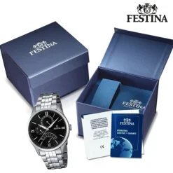 FESTINA Herren-Armbanduhr Retrograde Analog Quarz Edelstahl silber UF16822/4
