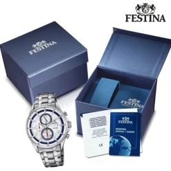 Festina Herren-Armbanduhr Timeless Khrono analog Quarz Edelstahl silber UF6853/1