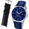 Festina Herrenuhr Analog-Quarz blau plus Lederarmband schwarz USF16823/3