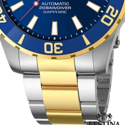 Festina Herrenuhr Automatik F20532/1 Armbanduhr Edelstahl silber gold UF20532/1