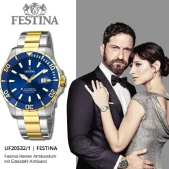 Festina Herrenuhr Automatik F20532/1 Armbanduhr Edelstahl silber gold UF20532/1