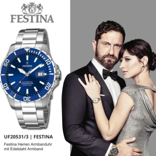 Festina Herrenuhr Automatik F20531/3 Armbanduhr Edelstahl silber UF20531/3