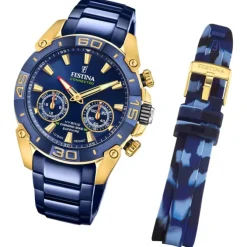 Festina Herrenuhr Chrono Bike F20547/1 Armbanduhr Edelstahl blau UF20547/1
