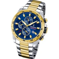 Festina Herrenuhr Chronograph Sport Armbanduhr Edelstahl silber gold UF20562/2