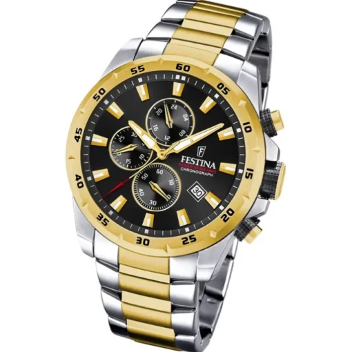 Festina Herrenuhr Chronograph Sport Armbanduhr Edelstahl silber gold UF20562/4
