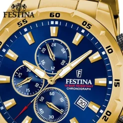 Festina Herrenuhr Chronograph Sport F20541/2 Armbanduhr Edelstahl gold UF20541/2