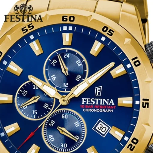 Festina Herrenuhr Chronograph Sport F20541/2 Armbanduhr Edelstahl gold UF20541/2