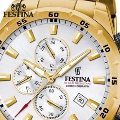 Festina Herrenuhr Chronograph Sport F20541/1 Armbanduhr Edelstahl gold UF20541/1