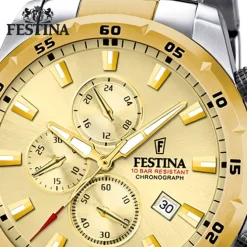 Festina Herrenuhr Chronograph Sport Armbanduhr Edelstahl silber gold UF20562/1