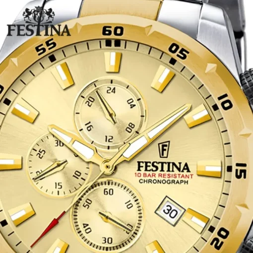 Festina Herrenuhr Chronograph Sport Armbanduhr Edelstahl silber gold UF20562/1