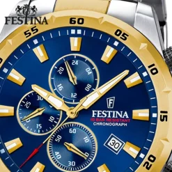 Festina Herrenuhr Chronograph Sport Armbanduhr Edelstahl silber gold UF20562/2