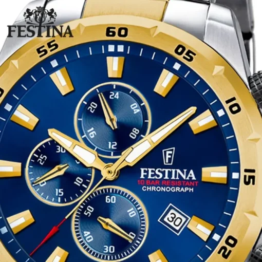 Festina Herrenuhr Chronograph Sport Armbanduhr Edelstahl silber gold UF20562/2