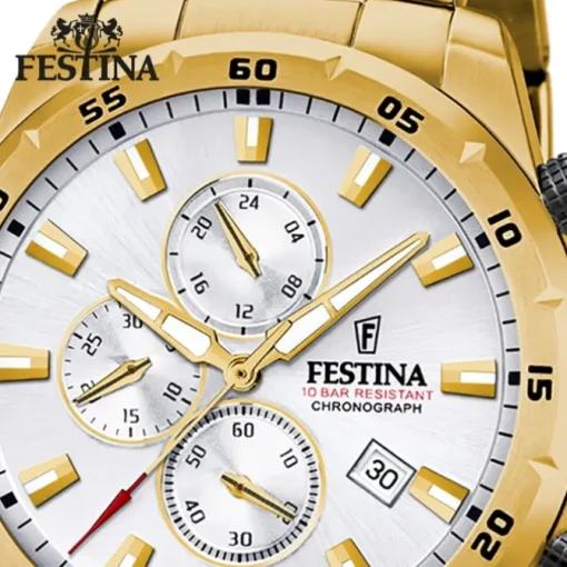 Festina Herrenuhr Chronograph Sport F20541/1 Armbanduhr Edelstahl gold UF20541/1