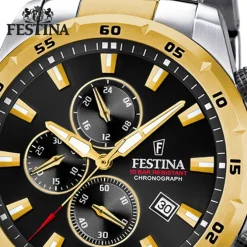 Festina Herrenuhr Chronograph Sport Armbanduhr Edelstahl silber gold UF20562/4